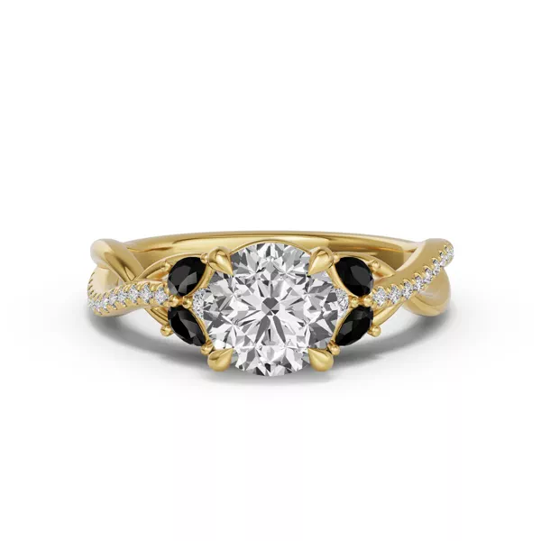 Papillon Twist Pavé Black Diamond Engagement Ring
