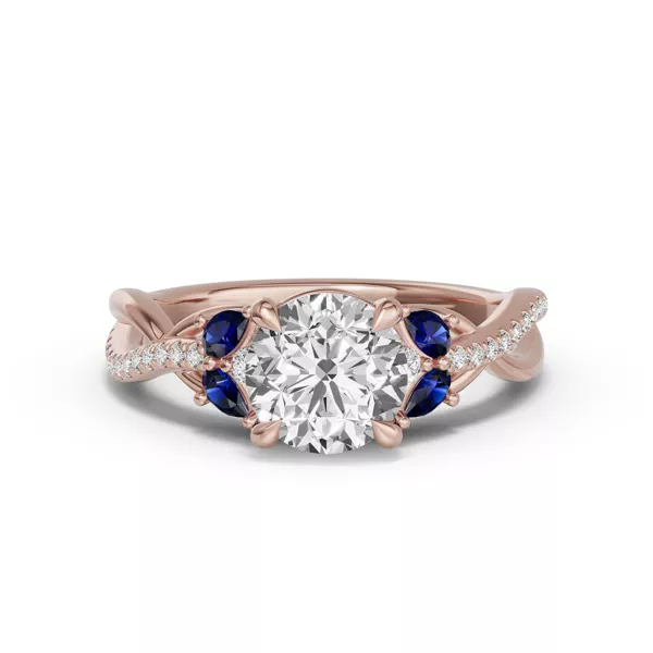 Papillon Twist Pavé Sapphire Engagement Ring