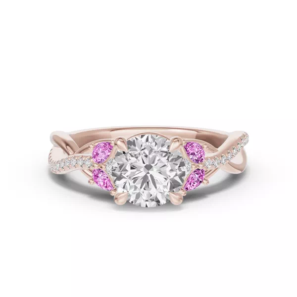 Papillon Twist Pavé Pink Sapphire Engagement Ring