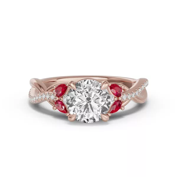 Papillon Twist Pavé Ruby Engagement Ring