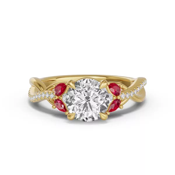 Papillon Twist Pavé Ruby Engagement Ring