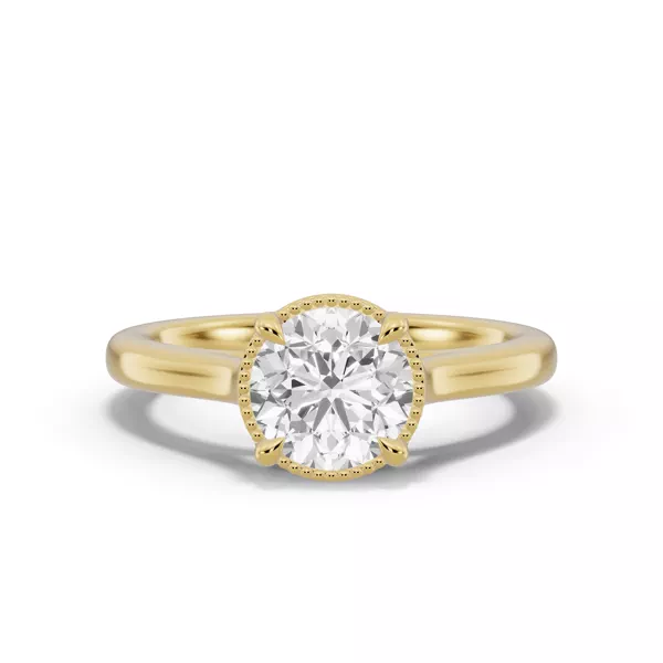 Lenora Milgrain Halo Cathedral Solitaire Engagement Ring