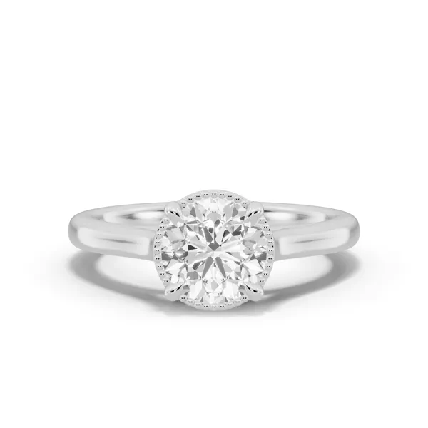 Lenora Milgrain Halo Cathedral Solitaire Ring
