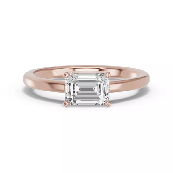 Emerald-Cut Lab Diamond East-West Ring