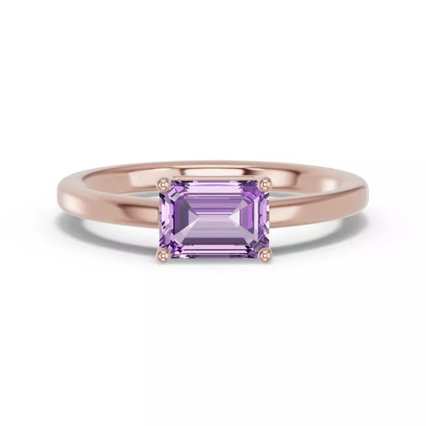 Emerald-Cut Amethyst East-West Ring