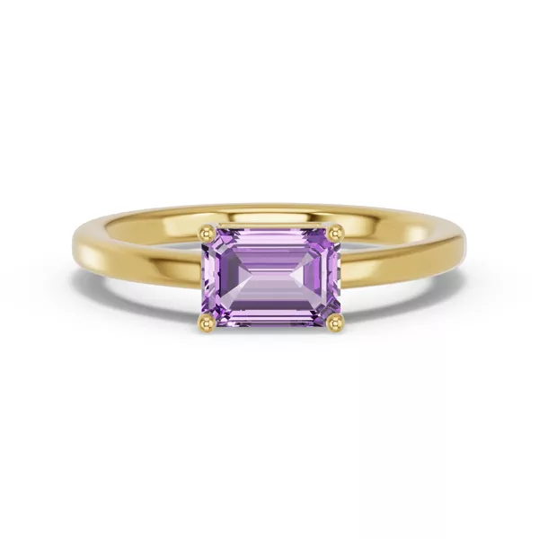 Emerald-Cut Amethyst East-West Ring