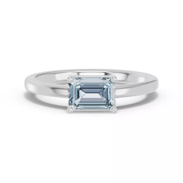 Emerald-Cut Aquamarine East-West Ring