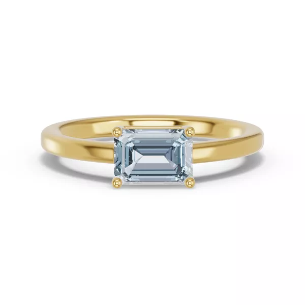 Emerald-Cut Aquamarine East-West Ring