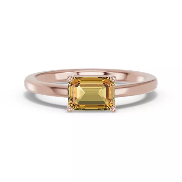 Emerald-Cut Citrine East-West Ring