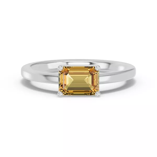 Emerald-Cut Citrine East-West Ring