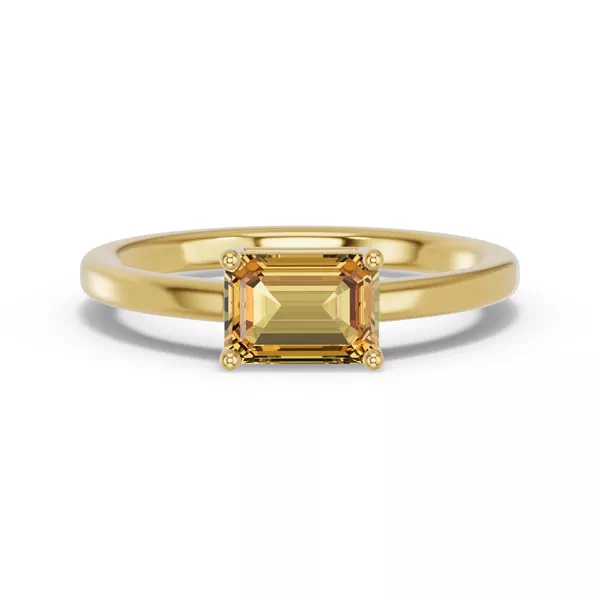 Emerald-Cut Citrine East-West Ring