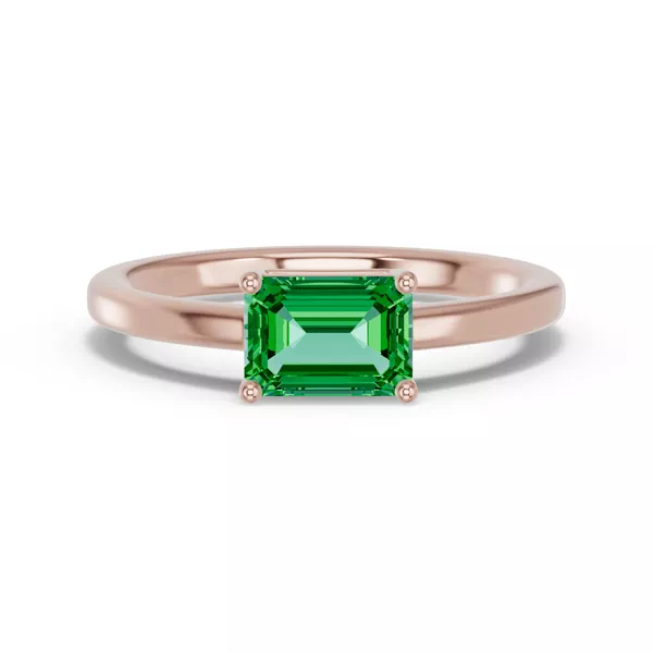 Emerald-Cut Emerald East-West Ring