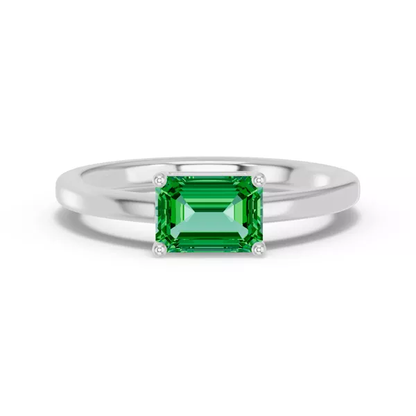 Emerald-Cut Emerald East-West Ring