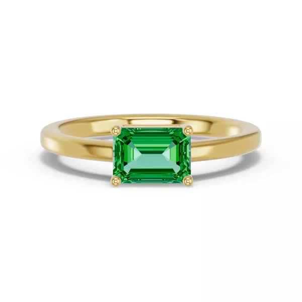 Emerald-Cut Emerald East-West Ring