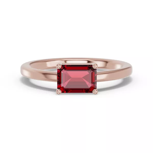 Emerald-Cut Garnet East-West Ring