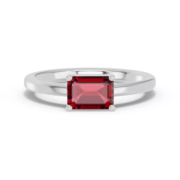 Emerald-Cut Garnet East-West Ring