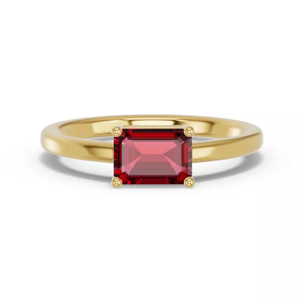 Emerald-Cut Garnet East-West Ring