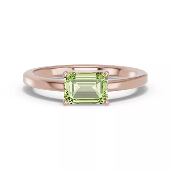 Emerald-Cut Peridot East-West Ring