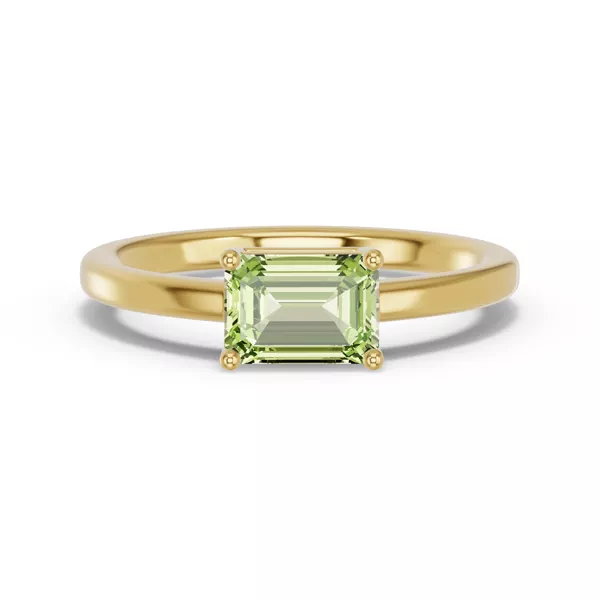 Emerald-Cut Peridot East-West Ring