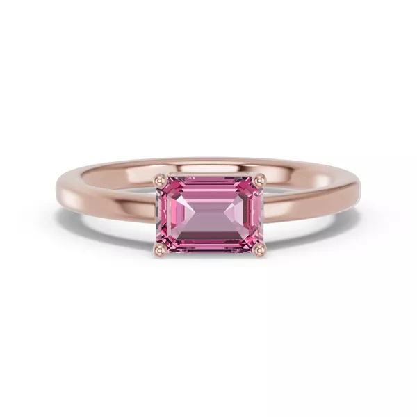 Emerald-Cut Pink Tourmaline East-West Ring