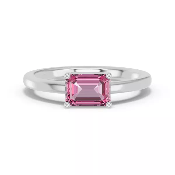 Emerald-Cut Pink Tourmaline East-West Ring