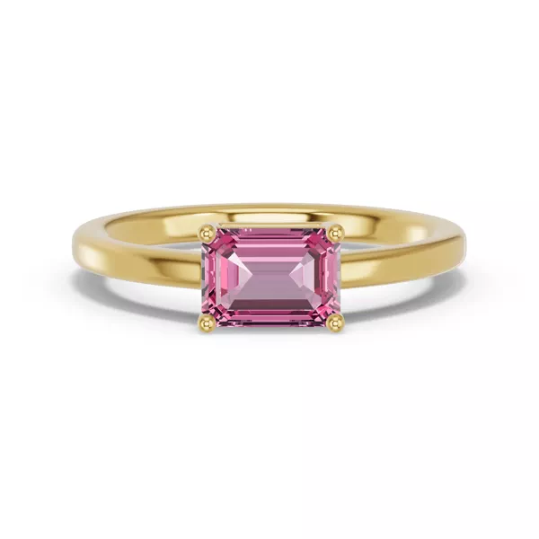 Emerald-Cut Pink Tourmaline East-West Ring