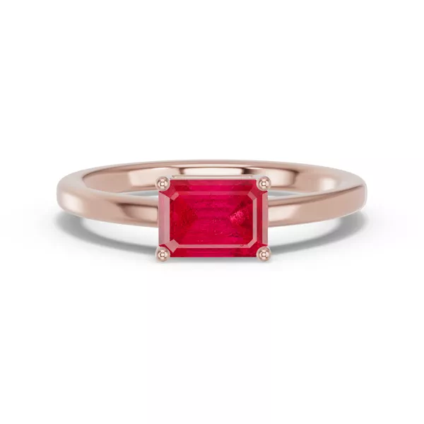 Emerald-Cut Ruby East-West Ring