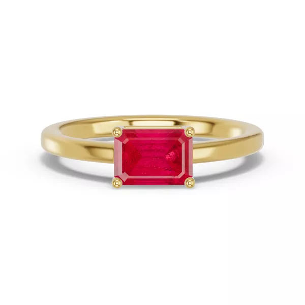 Emerald-Cut Ruby East-West Ring