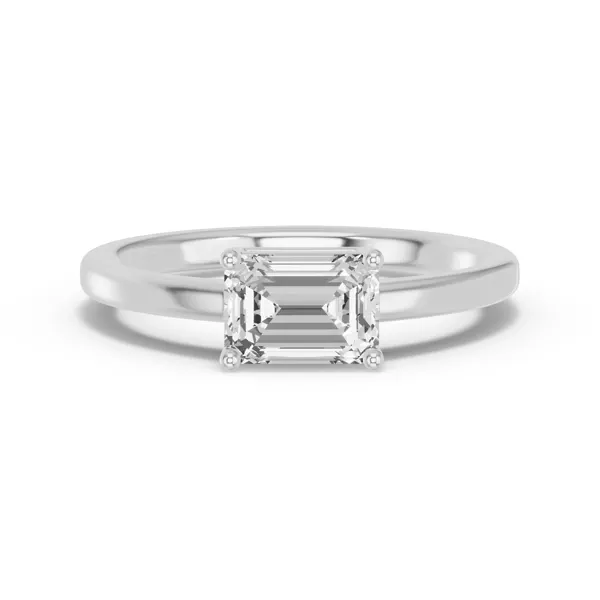 Emerald-Cut Lab Diamond East-West Silver Ring