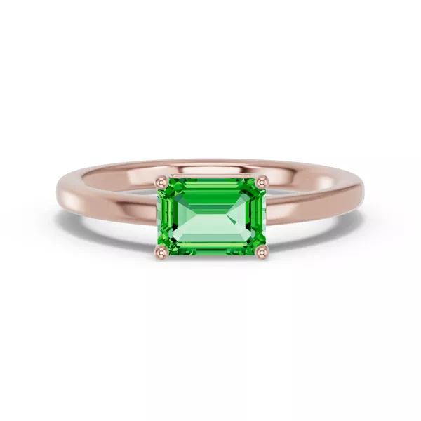 Emerald-Cut Tsavorite East-West Ring