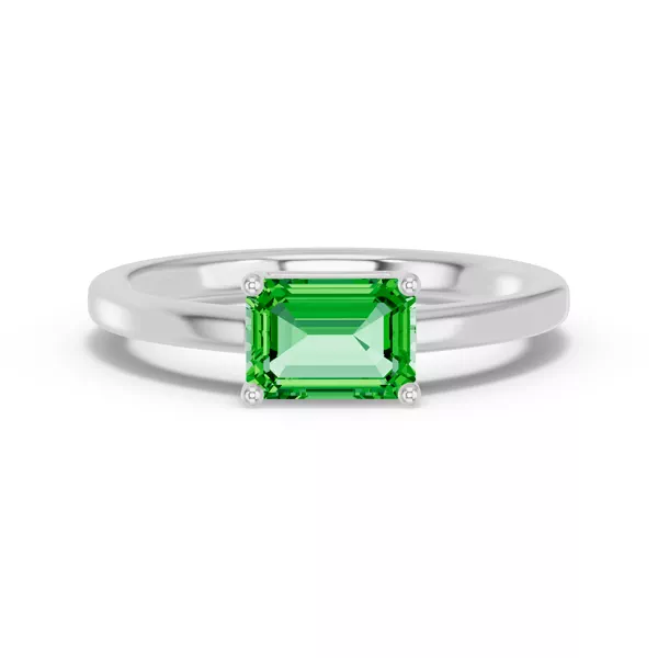 Emerald-Cut Tsavorite East-West Ring