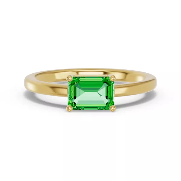 Emerald-Cut Tsavorite East-West Ring