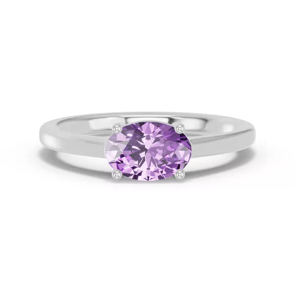 Oval Amethyst East-West Silver Ring