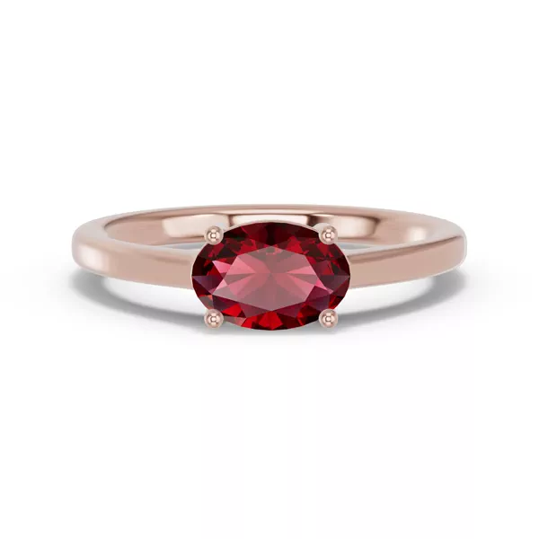 Oval Garnet East-West Ring