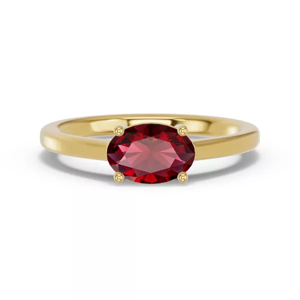 Oval Garnet East-West Ring