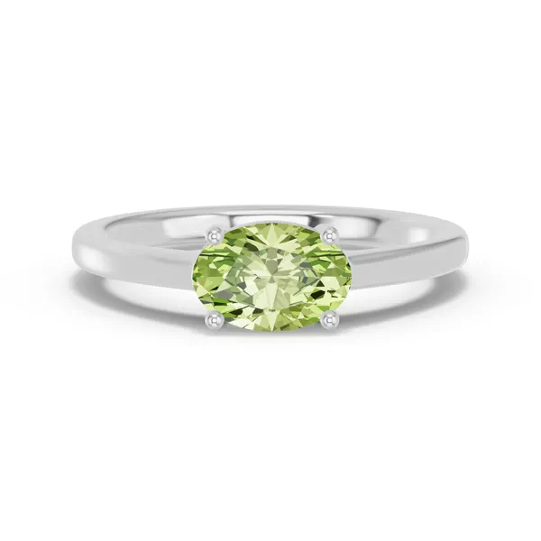 Oval Peridot East-West Silver Ring