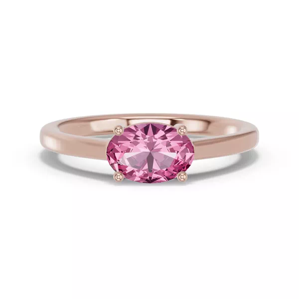 Oval Pink Tourmaline East-West Ring