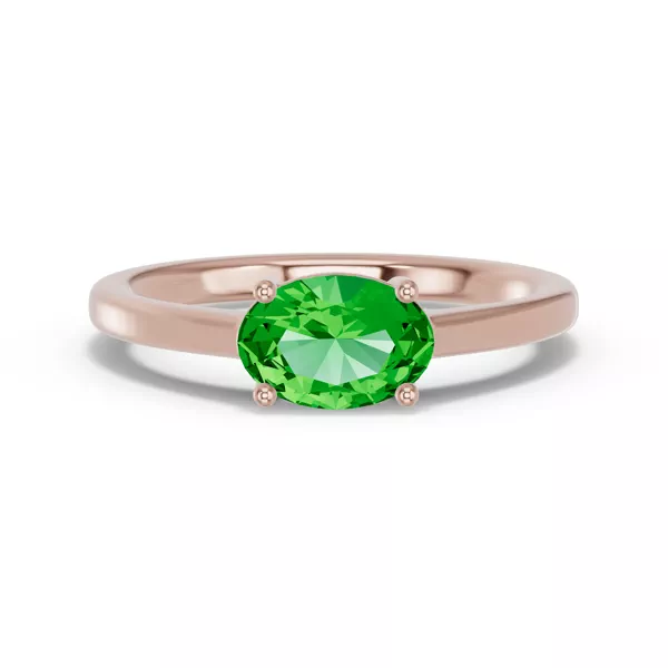 Oval Tsavorite East-West Ring