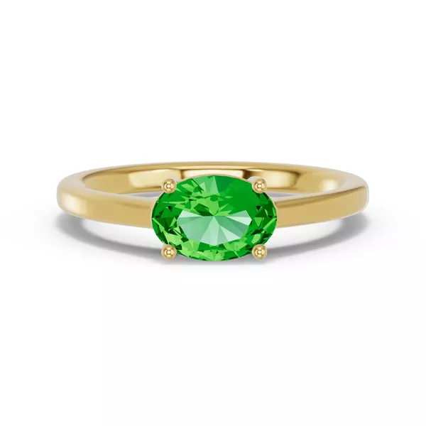 Oval Tsavorite East-West Ring