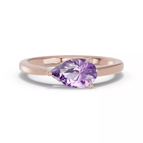 Pear-Shaped Amethyst East-West Ring