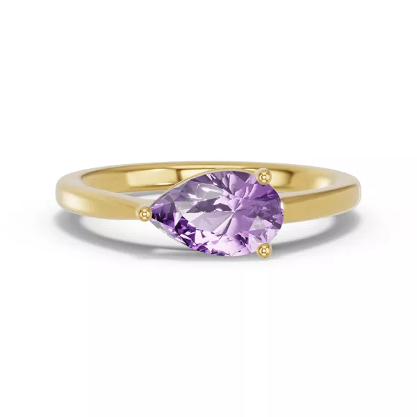 Pear-Shaped Amethyst East-West Ring