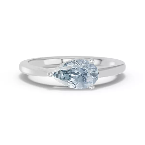 Pear-Shaped Aquamarine East-West Silver Ring