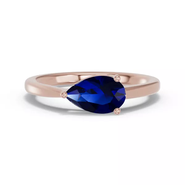 Pear-Shaped Sapphire East-West Ring