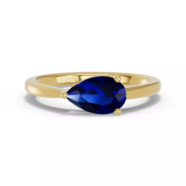 Pear-Shaped Sapphire East-West Ring
