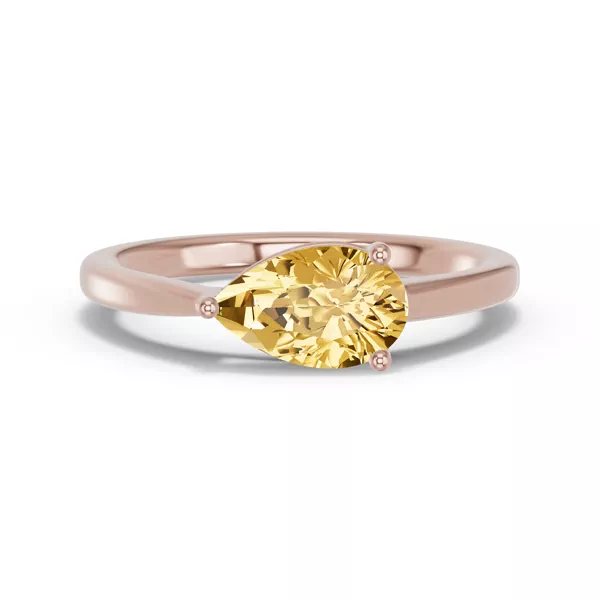 Pear-Shaped Citrine East-West Ring