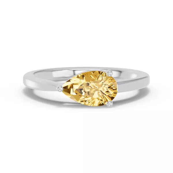 Pear-Shaped Citrine East-West Ring