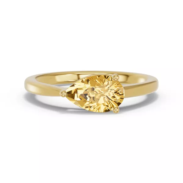Pear-Shaped Citrine East-West Ring