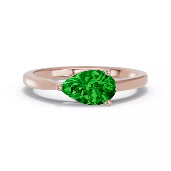 Pear-Shaped Emerald East-West Ring