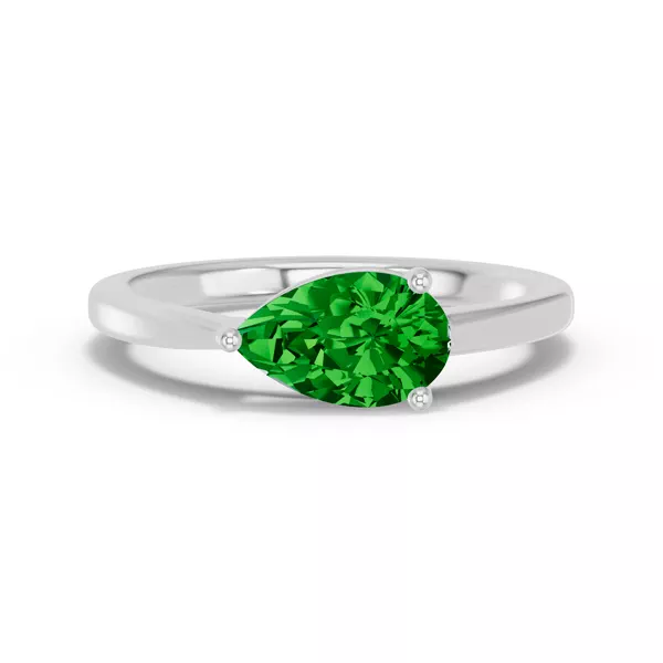 Pear-Shaped Emerald East-West Ring
