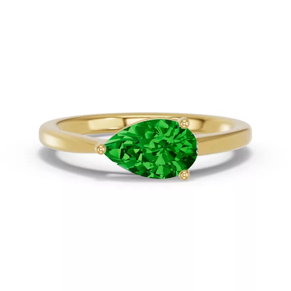 Pear-Shaped Emerald East-West Ring
